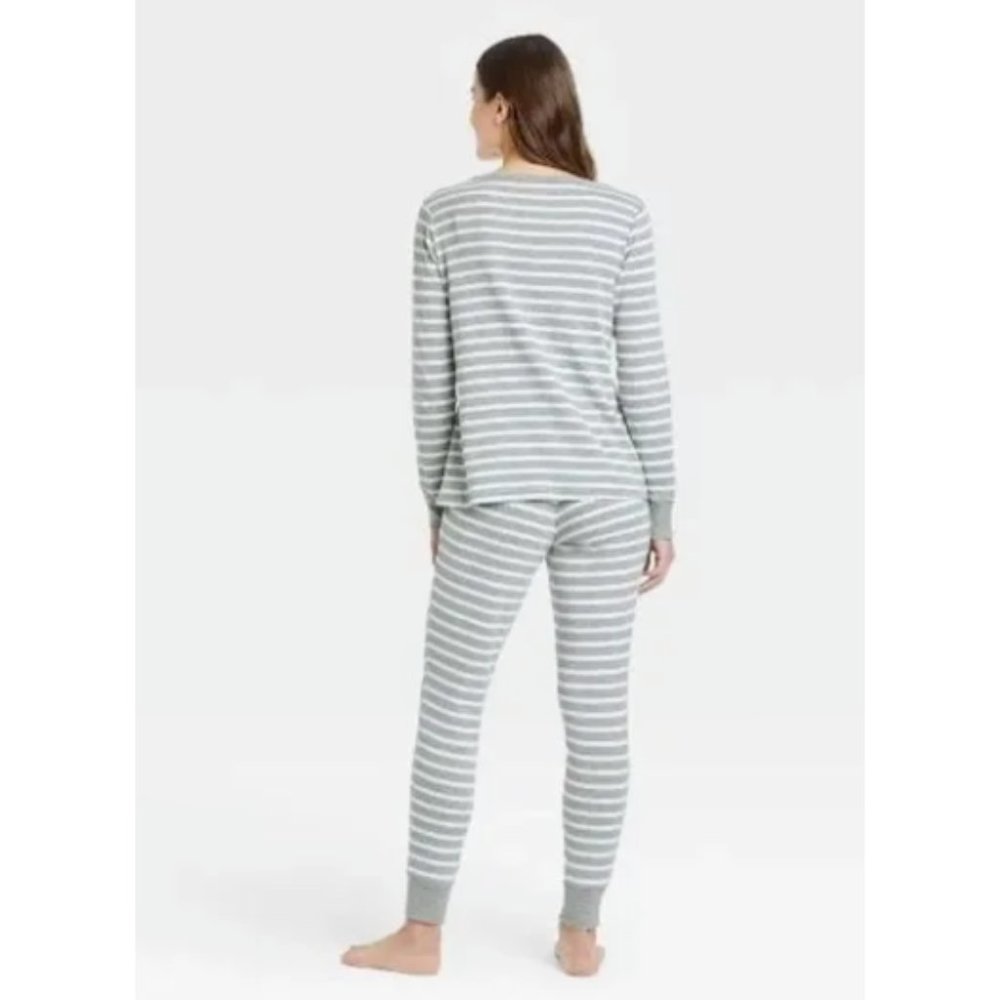 stars above Gray & White Striped Long-Sleeve Pajama Set - Picture 2 of 3